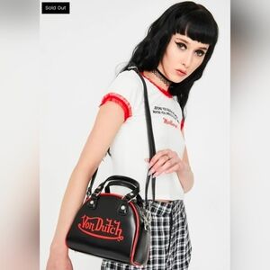 NWT Von Dutch Black And Red Bowler Bag
